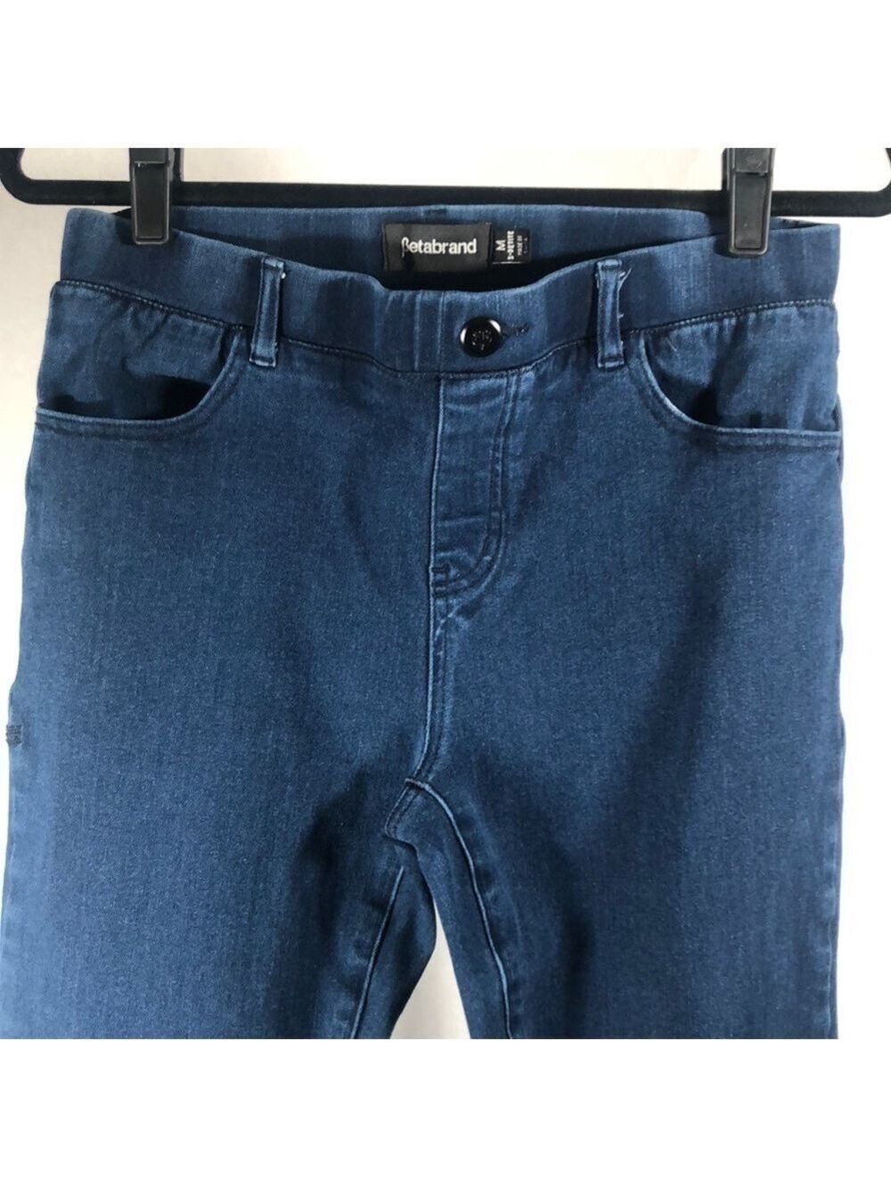 Betabrand Straight-Leg | 4-Pocket Pull On Yoga Denim Pant Medium, Short Petite - Picture 5 of 13
